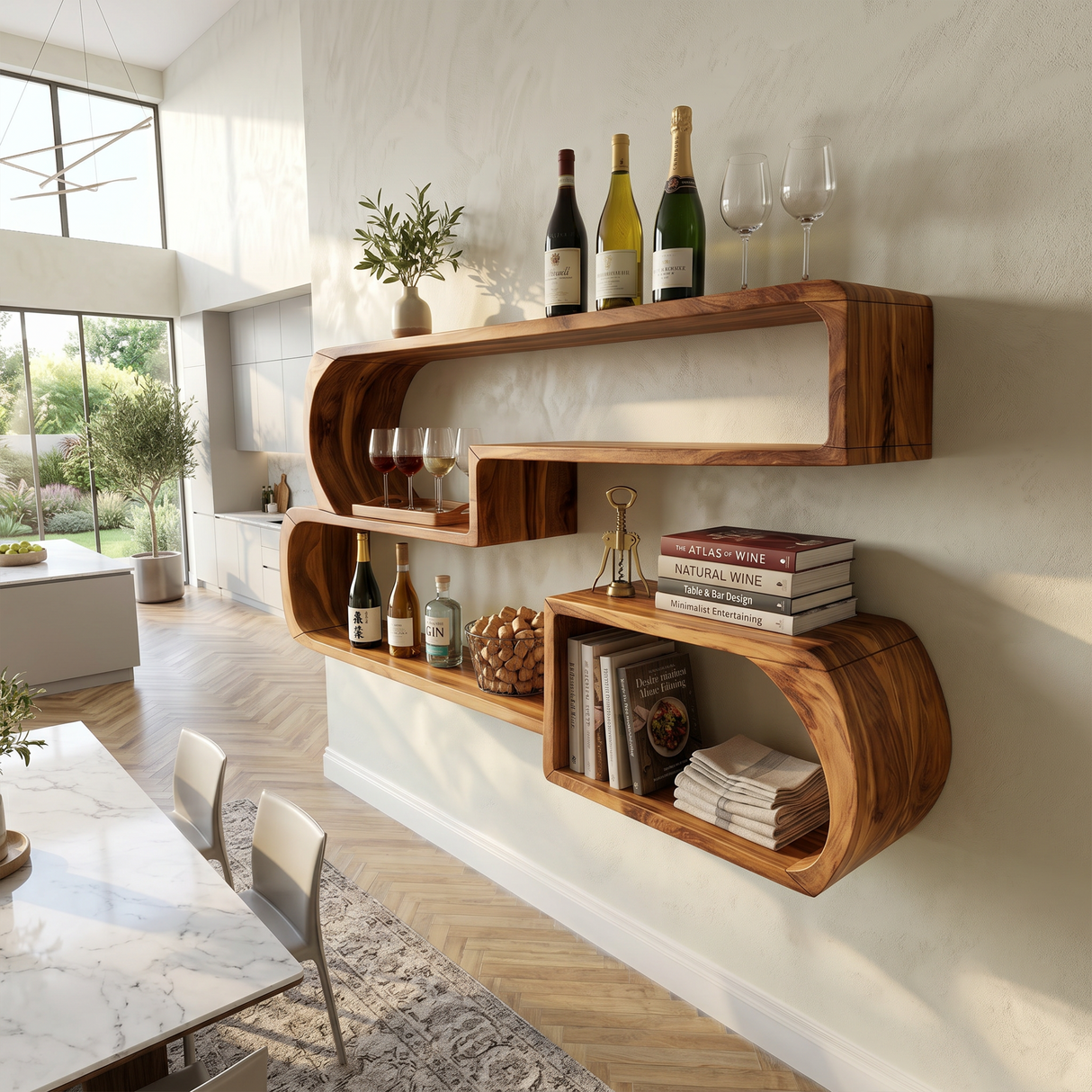 Industrial Wall Wine Rack For Living Lounge Beverage Placement