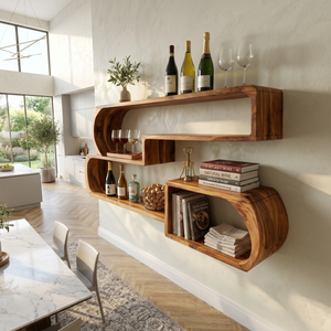 Industrial Wall Wine Rack For Living Lounge Beverage Placement