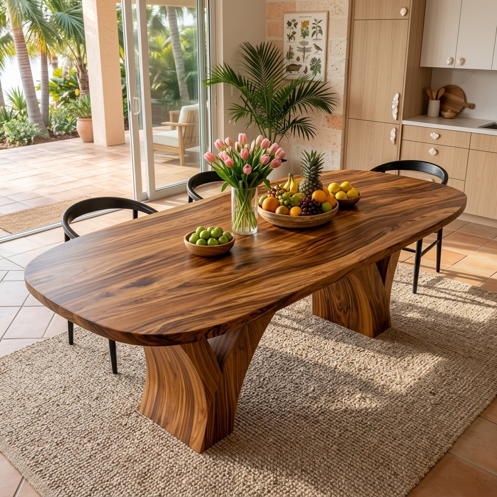 Modern Wooden Dining Table With Elegant Base For Dining Space