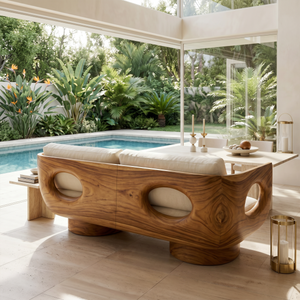 Modern Wooden Sofa Spa Reception Lounge