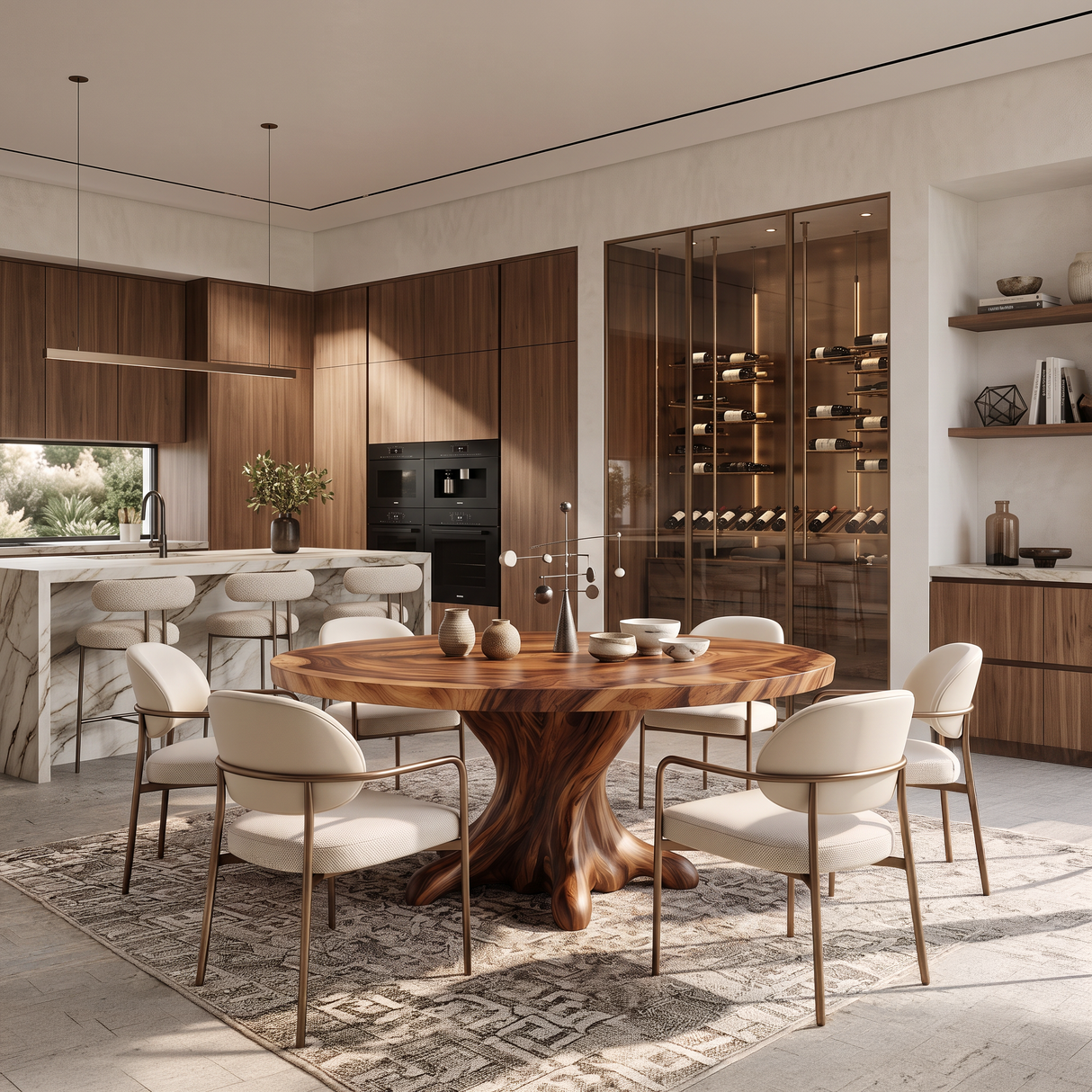 Contemporary Wooden Round Dining Table For Sophisticated Dining Room