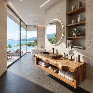 Rustic Solid Wood Vanity For Cozy Bathroom Furniture Decor