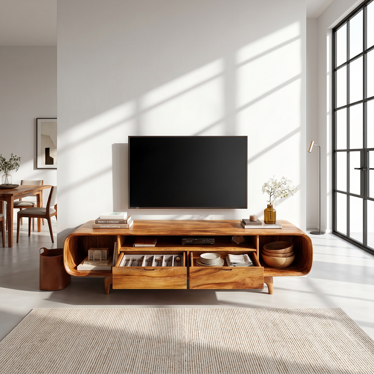 Rustic Walnut TV Cabinet For Lakeside Cabin Retreat