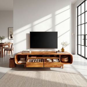 Rustic Walnut TV Cabinet For Lakeside Cabin Retreat