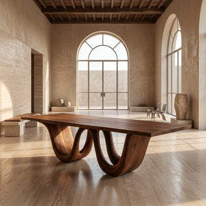 Contemporary Two Wavy Legs Dining Table For Dining Room