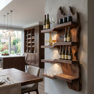 Modern Minimalist Wooden Wine Rack For Kitchen Wall Decor