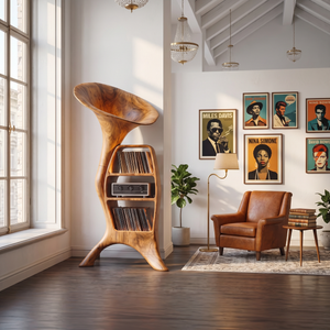 Handcrafted Wood Record Player Stand For Entryway