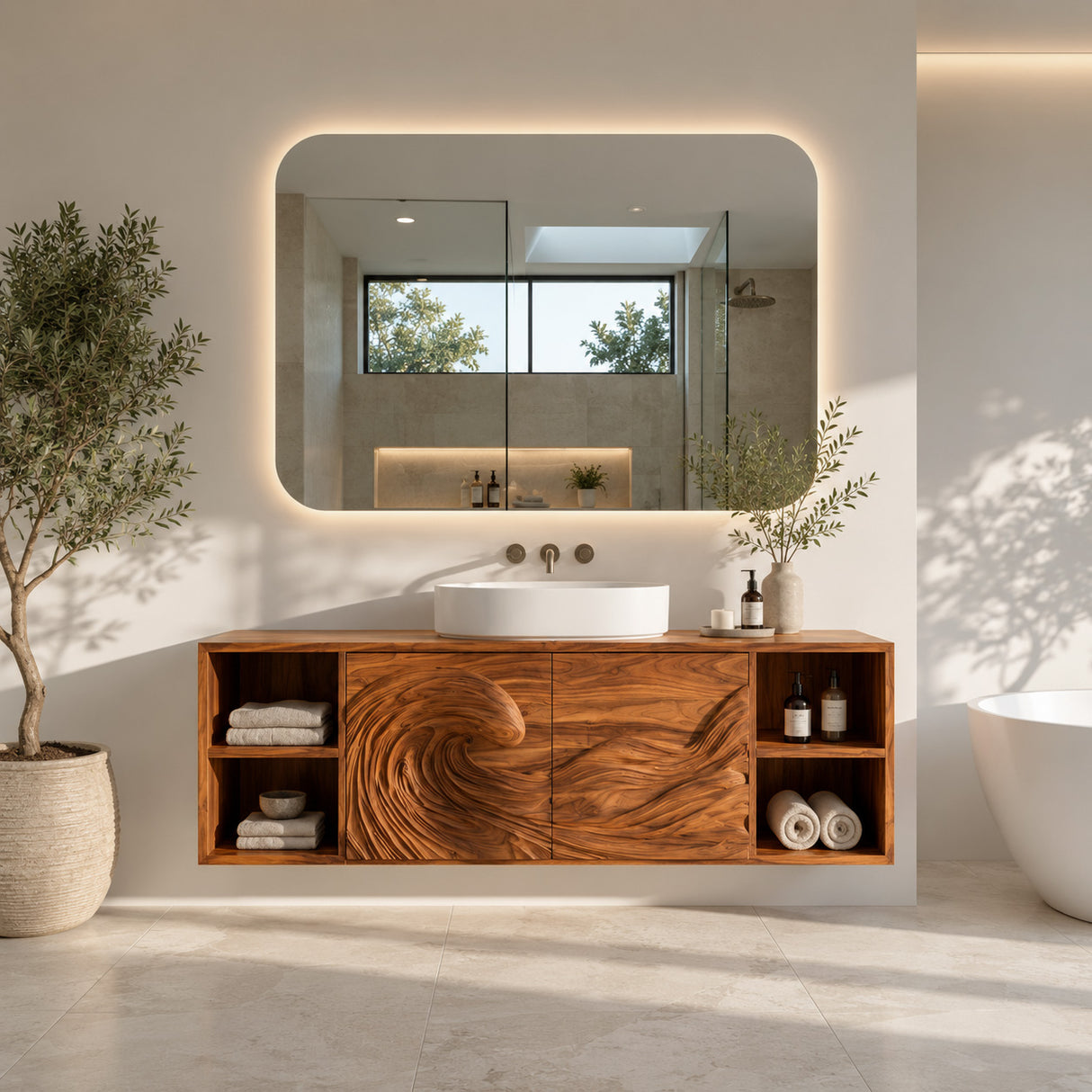 Modern Ocean Wave Bathroom Vanity For Contemporary Bathroom