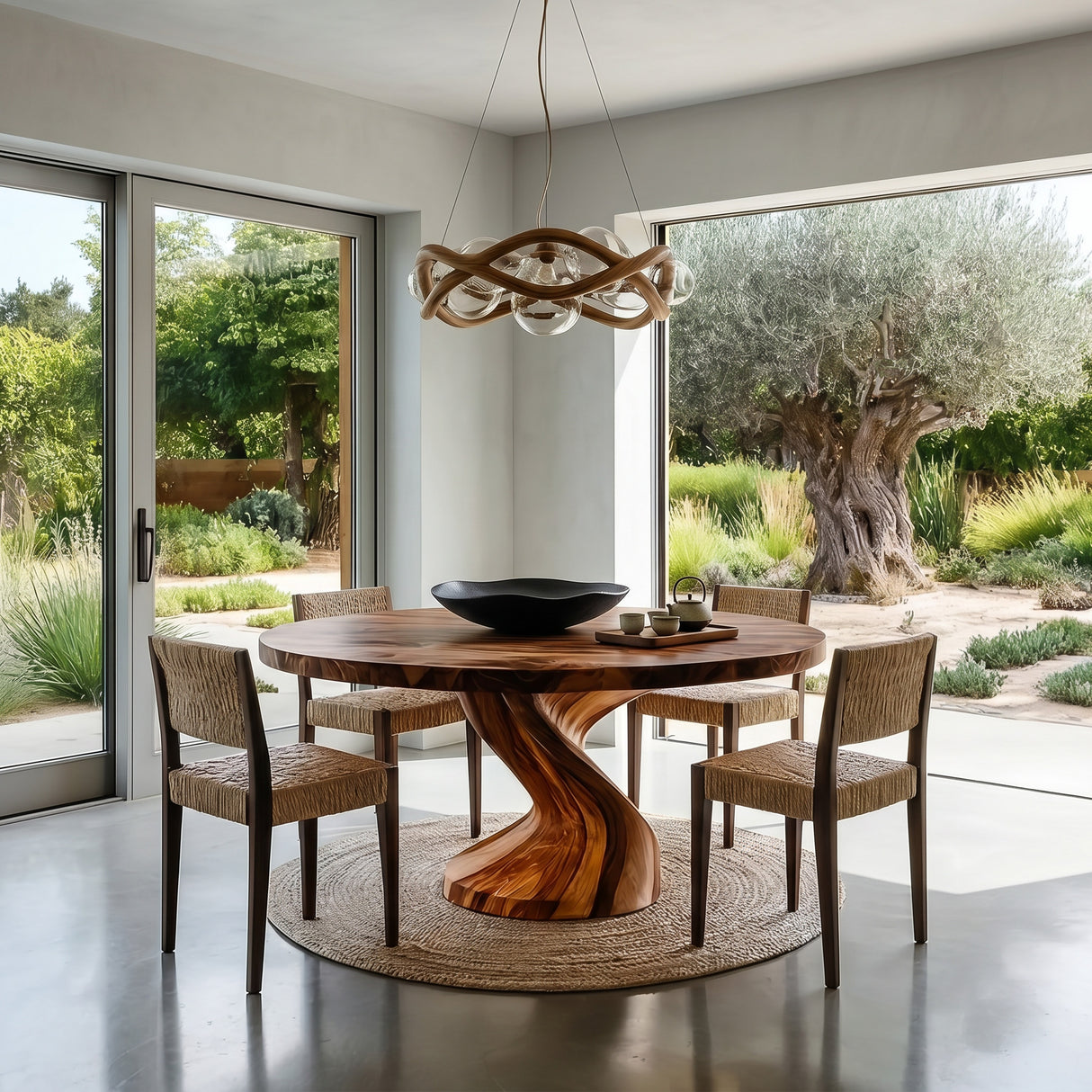 Modern Round Dining Table With Twisted Leg For Breakfast Nook