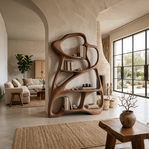 Organic Reading Corner Bookcase For Contemporary Interior