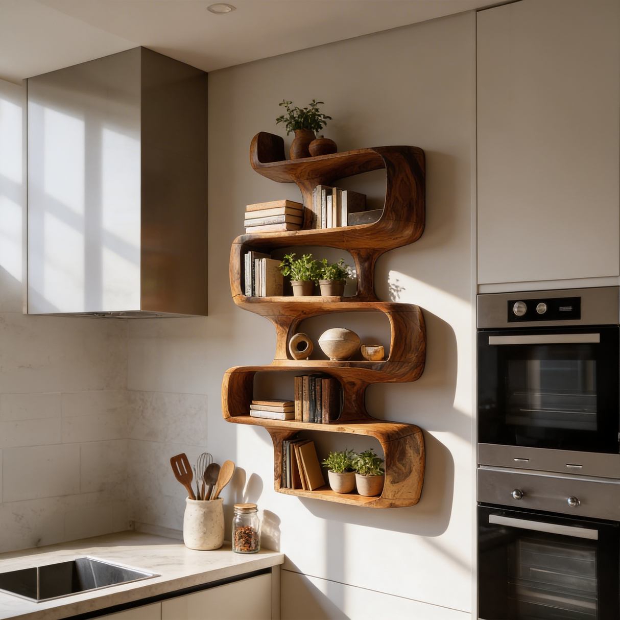 Mid Century Modern Abstract Bookshelf Dining Room Storage