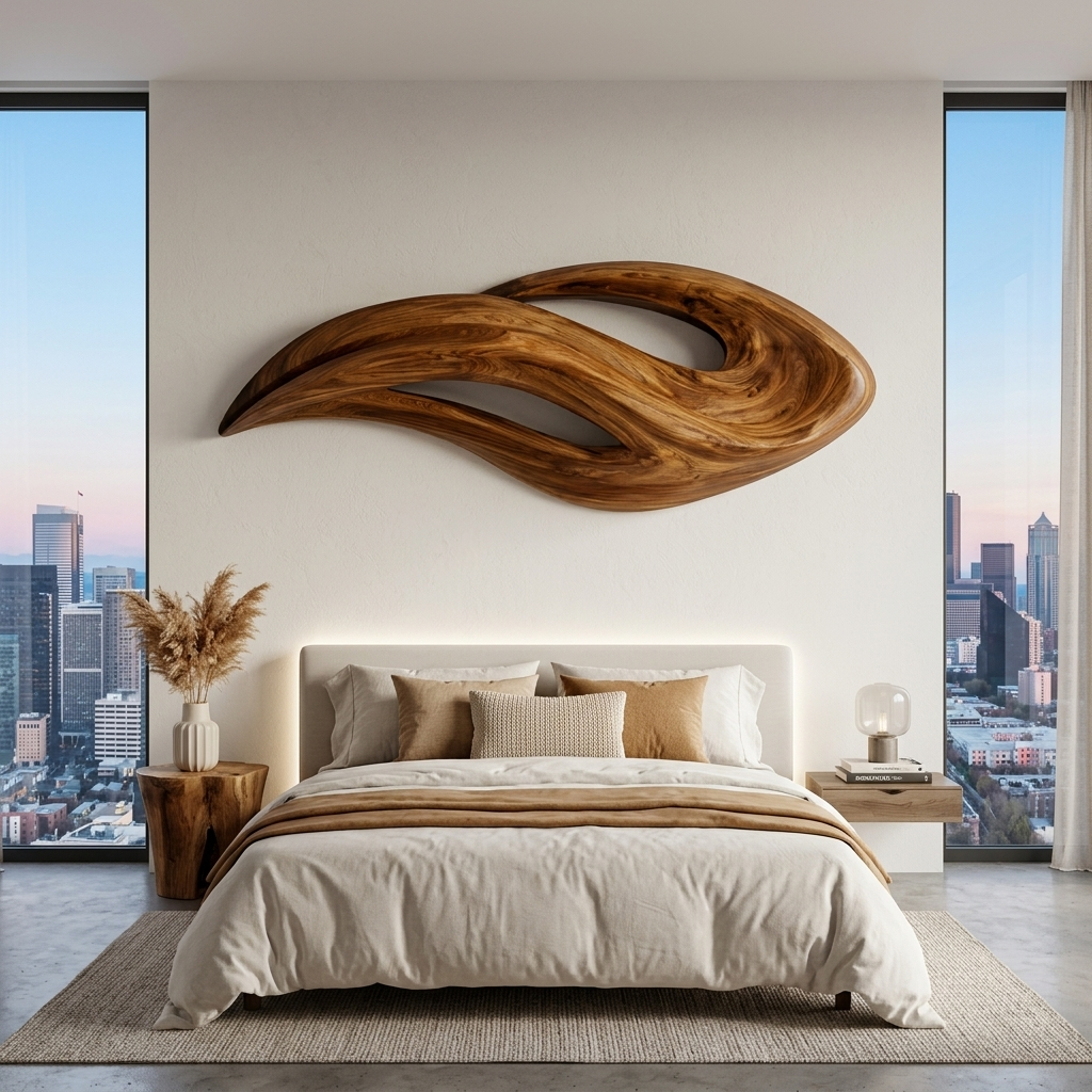 Contemporary Wood Wall Art With Unique Carved For Living Room