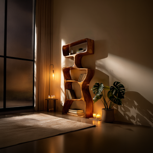 Modern Asymmetrical Bookshelf Reading Nook Display