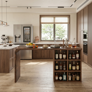 Modern Wooden Bar Table With Storage For Kitchen Or Home Mini Bar