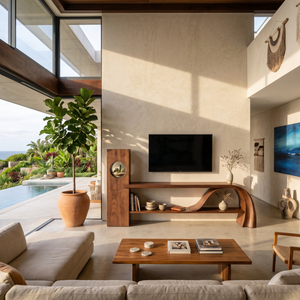 Minimalist Organic TV Stand For Apartment Interior Design