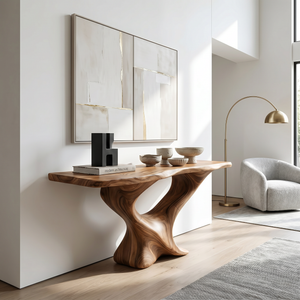 Farmhouse Wooden Console Table Entryway Decor