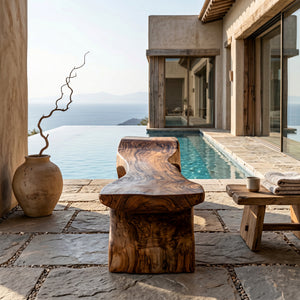 Contemporary Natural Wood Outdoor Bench For Modern Backyard Space