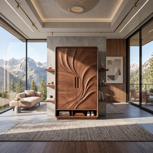 Minimalist Textured Surface Wardrobe For Guest Room Interior