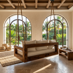 Contemporary Hanging Sofa Swing City View Luxury Apartment