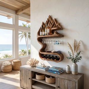 Rustic Sculptural Bottle Holder For Home Decor