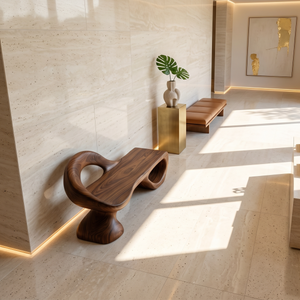 Minimalist Spiral Sculpted Bench For Garden Interior Space