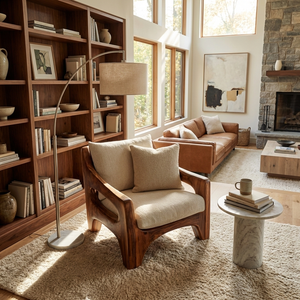 Contemporary Wooden Chair Sculptural Frame For Living Room