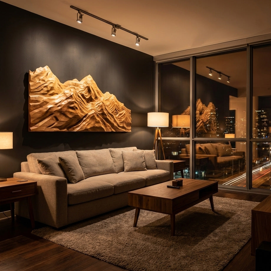 Artistic Wood Wall Art Layers Mountain Design For Living Room