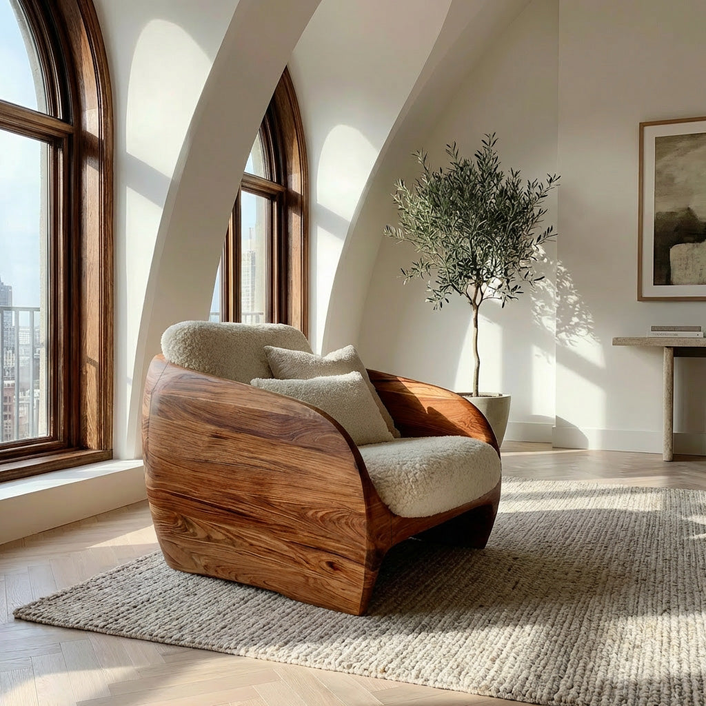 Modern Organic Natural Wood Chair For Cozy Living Room
