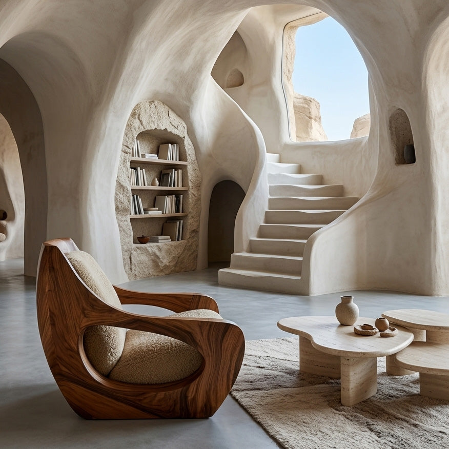 Sculptural Natural Wood Chair For Modern Home Decor