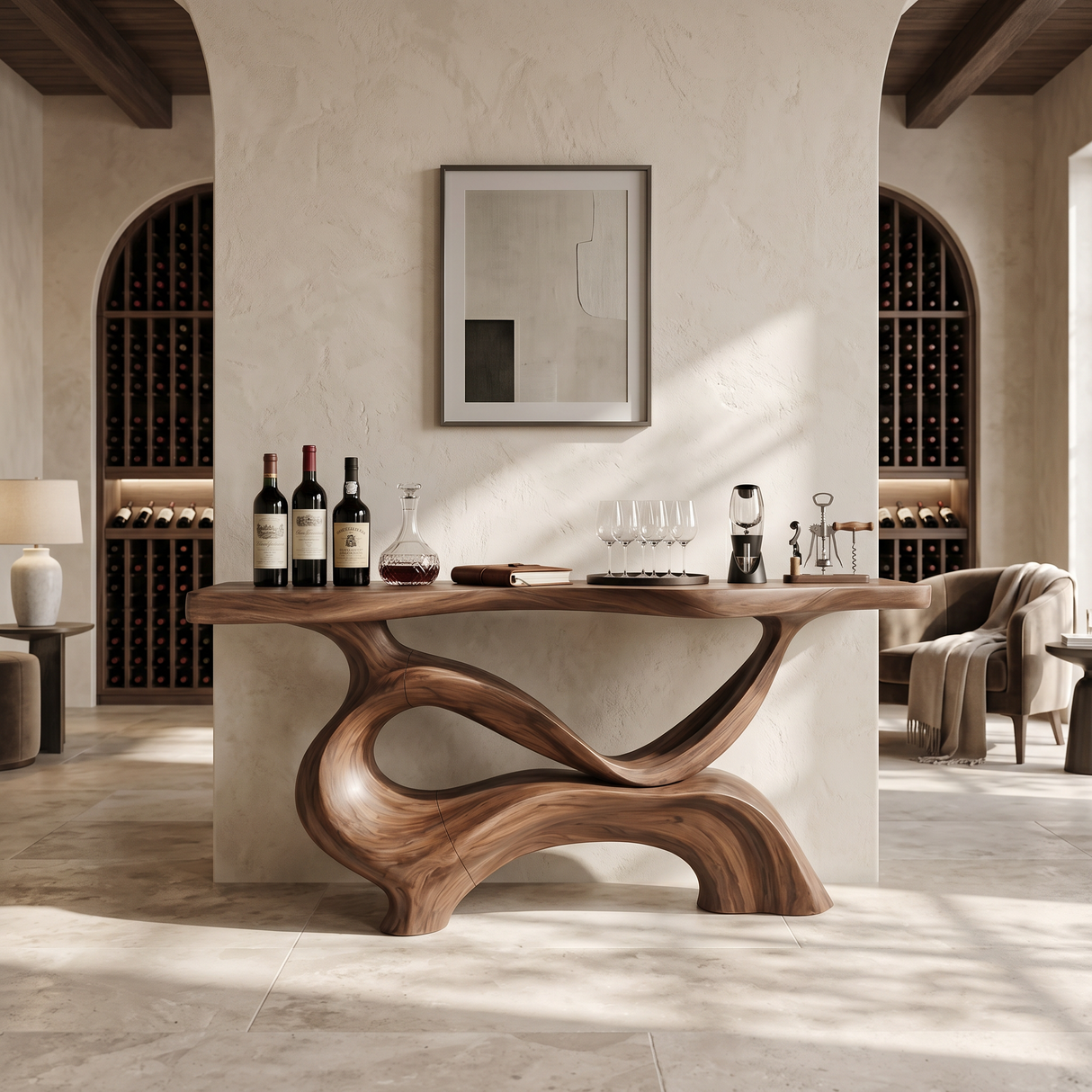 Contemporary Sculptural Base Console Table Modern Hallway