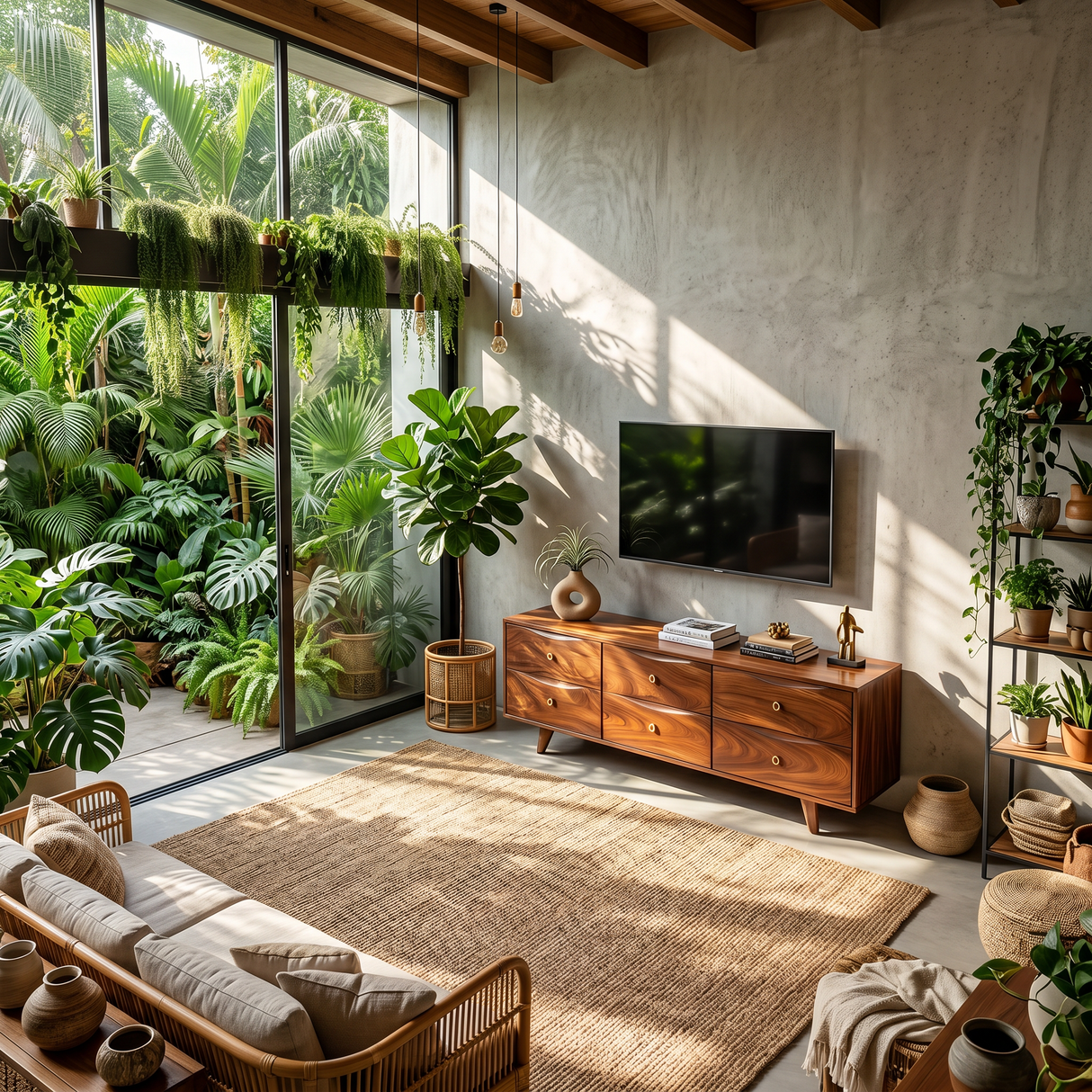 Mid Century Curved TV Cabinet For Living Space