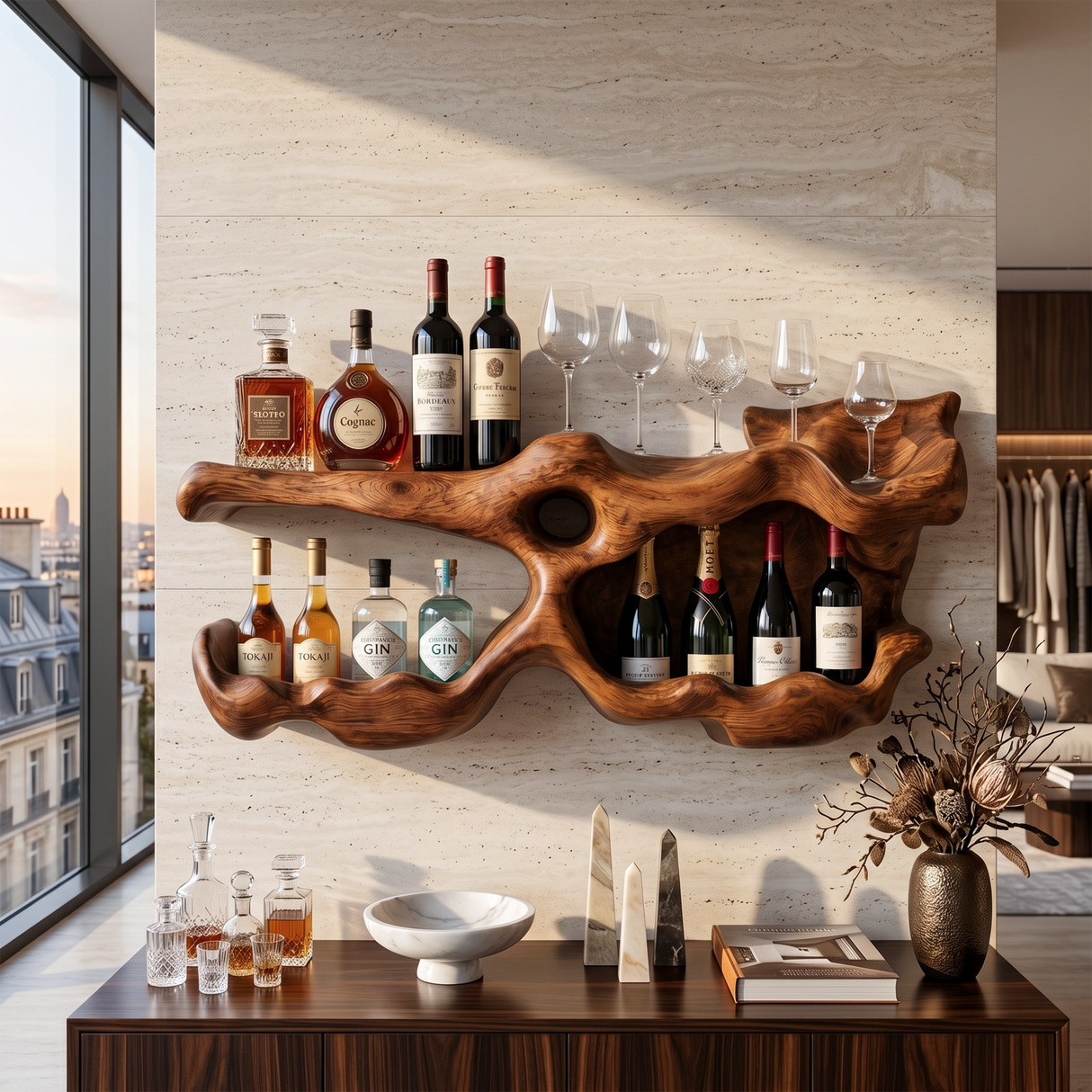 Farmhouse Wine Holder For Living Room Shelf Accent