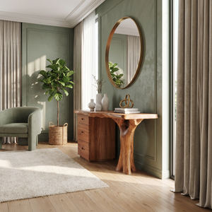 Rustic Solid Wood Dressing Table For Bedroom Cozy Vintage Decor