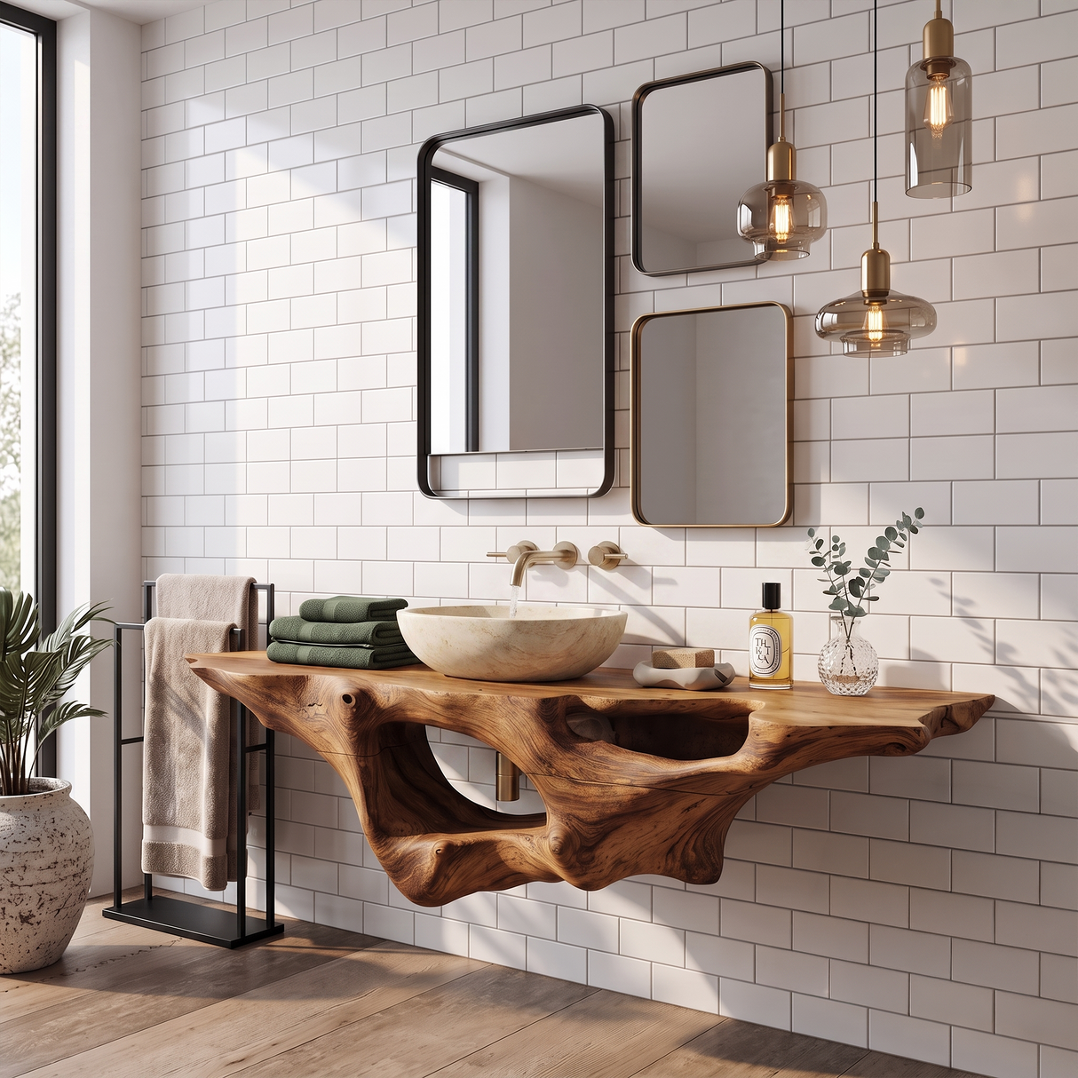 Farmhouse Solid Wood Vanity Unique Bathroom Design