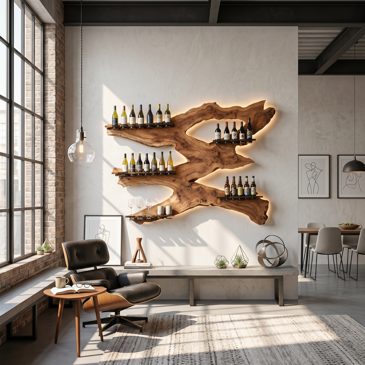 Handcrafted Wine Holder For Kitchen Wine Wall Accent