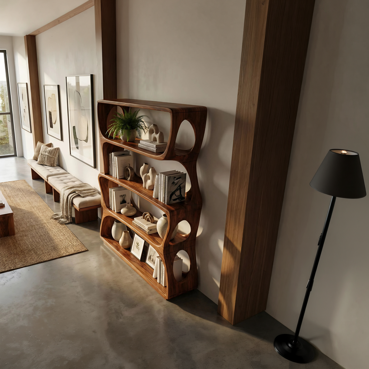 Minimalist Artistic Bookshelf Storage Organizer For Bedroom Space