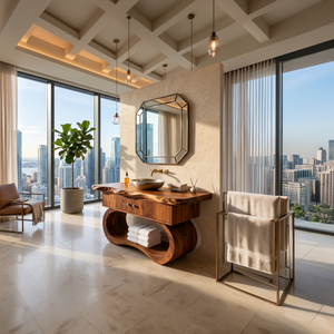 Minimalist Organic Vanity With Open Shelf For Interior