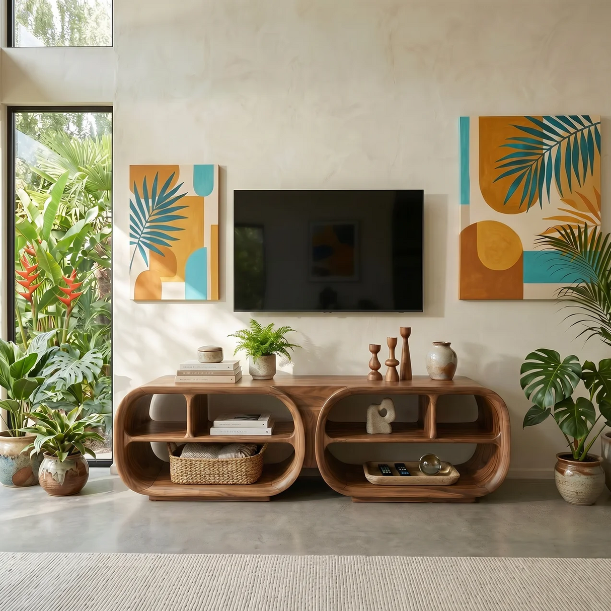Luxury TV Console Architectural Wood Design