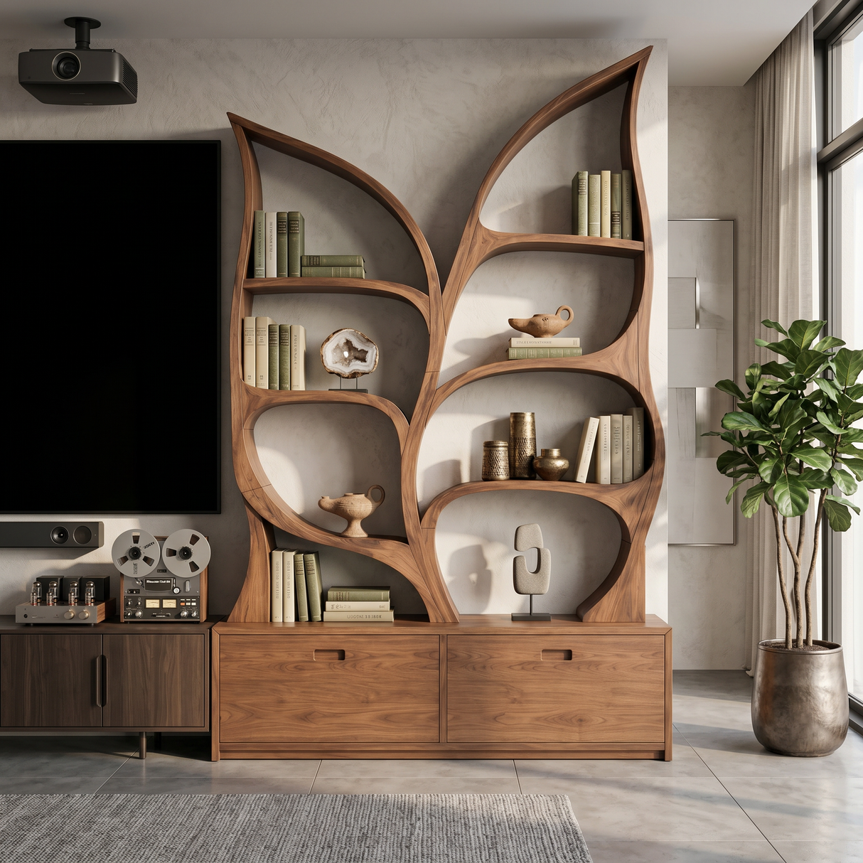 Modern Display Bookshelf For Quiet Reading Room