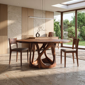 Organic Round Dining Table With Sculptural Leg For Dining Room