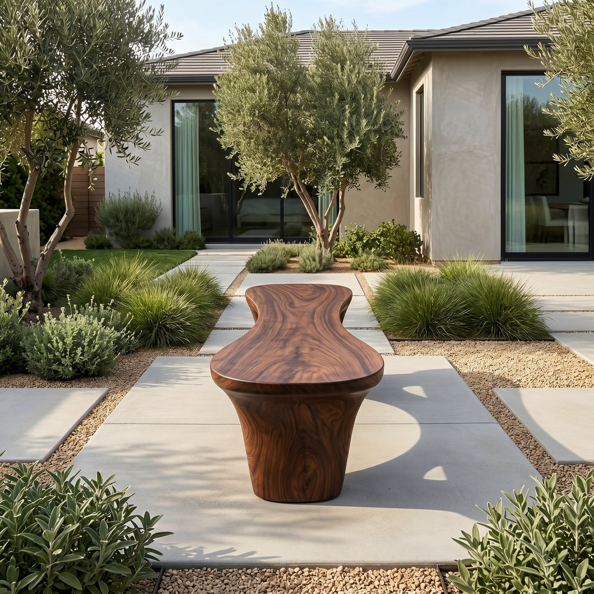 Organic Modern Wooden Bench For Outdoor Garden Patio