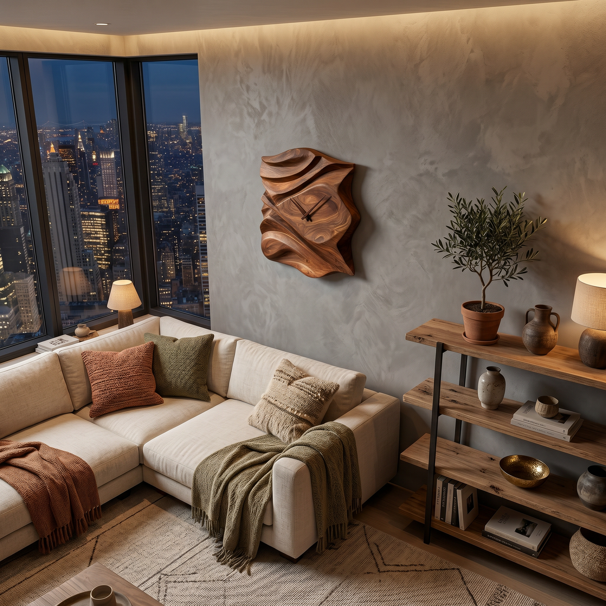 Contemporary Wooden Wall Clock For Bedroom Accent