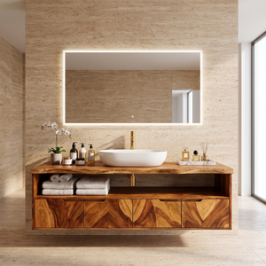 Mediterranean Floating Bathroom Cabinet Villa Bathroom