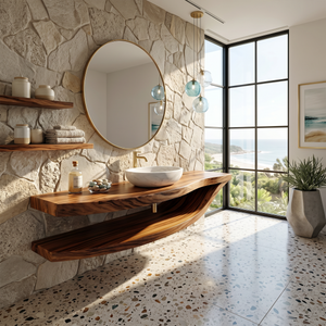Luxury Open Shelf Vanity Cabinet Resort Suite