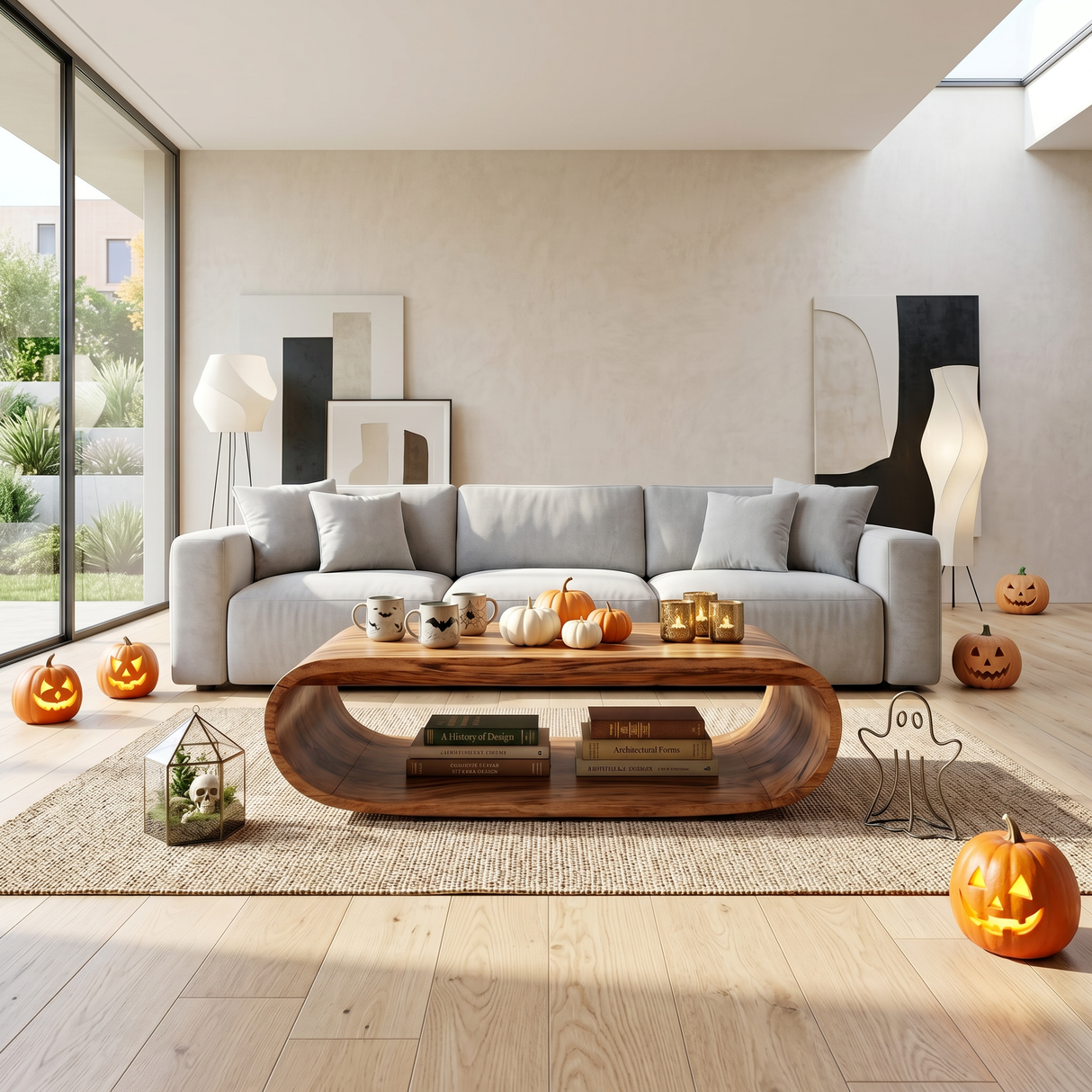 Mid Century Wooden Live Edge Coffee Table For Living Room Halloween Decor