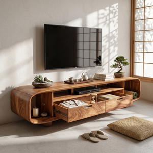 Modern Organic TV Stand For Desert Courtyard Living Room