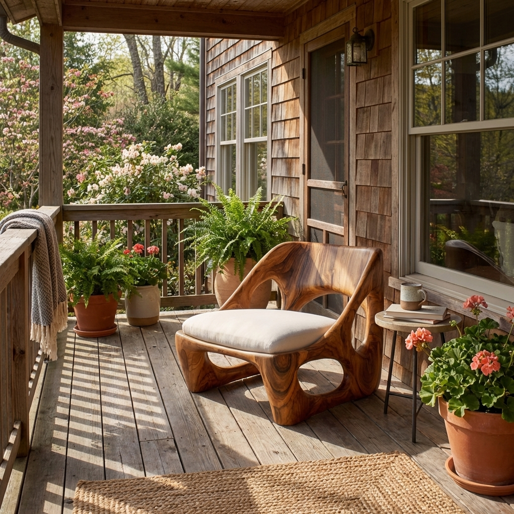 Organic Natural Wood Accent Chair For Living Room
