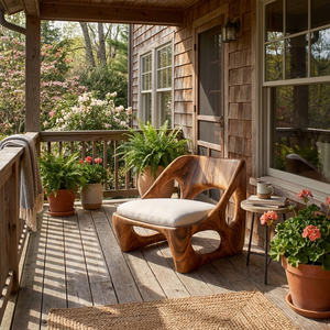 Organic Natural Wood Accent Chair For Living Room