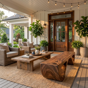 Luxury Wooden Bench Sculptural Leg For Entryway