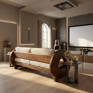 Sculptural Circular Arm Sofa Wellness Retreat Interior